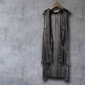 Vanilla Star Black Blue Chiffon Fly Away Vest